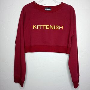 Kittenish Burgundy Crop Sweatshirt